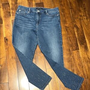 Women's Blue Jeans with Rose Gold Accents